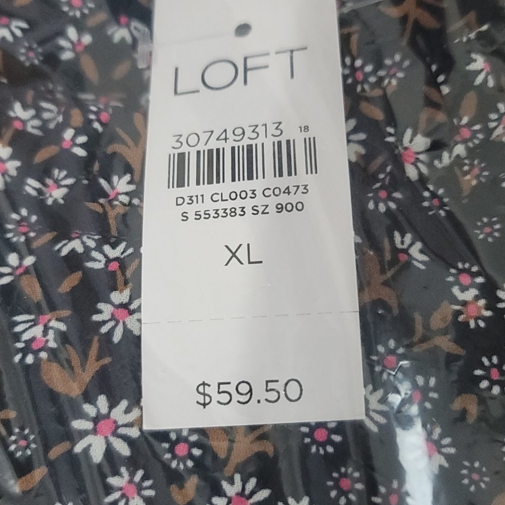 NWT Loft Floral Ruffle Neck Bib Blouse - Picture 7 of 8